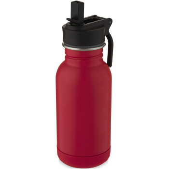 Bidon ze stali nierdzewnej Lina o pojemności 400 ml ze słomką i pętelką, ruby red