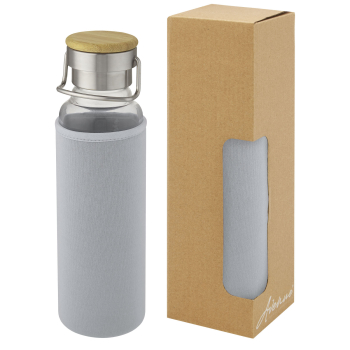Szklana butelka Thor o pojemności 660 ml z neoprenowym pokrowcem, szary